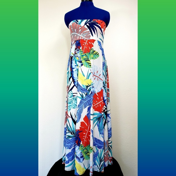 NEW summer strapless resort maxi dress skirt - Picture 4 of 8